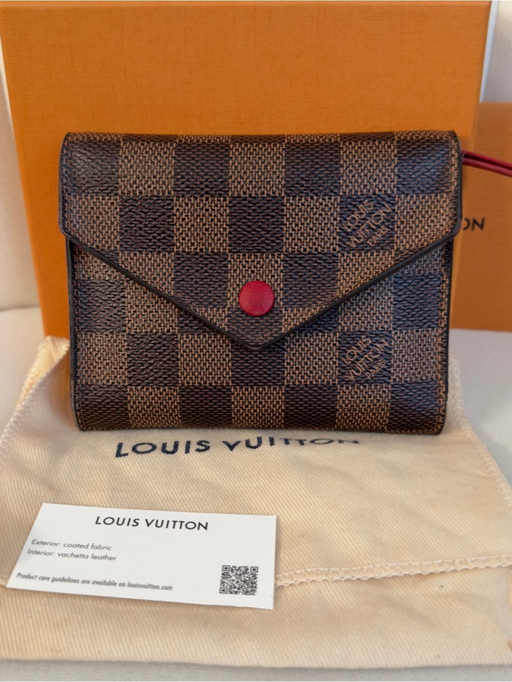 Louis Vuitton Victorine Wallet Damier Ebene Cerise Red RFID 2022 w Box Dust Bag - Picture 2 of 16